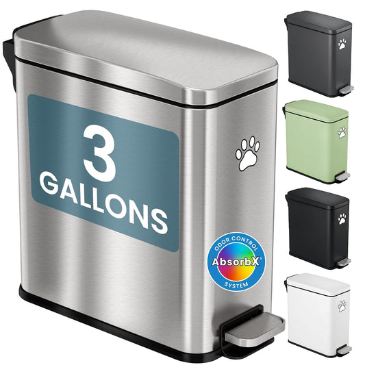 iTouchless 3 Gallon Cat Litter Waste Bin with AbsorbX Odor Filter, Use Any Bag, No Special Refills, Pet Waste Receptacle