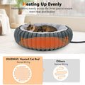INVENHO Heated Cat Beds for Indoor Cats and Small Dogs, 20" Cozy Donut Heated Pet Bed with Timer & Temp Adjustable, Remo