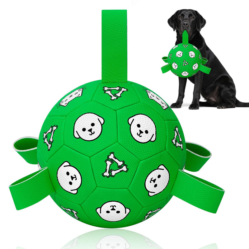 WYNTRIUM Dog Soccer Ball with Straps - Durable Jolly Ball for Dogs, Large Soccer Ball for Dogs, Dog Toys for Medium Dogs, for Pet Birthday, Outdoor Indoor Play Training Exercise