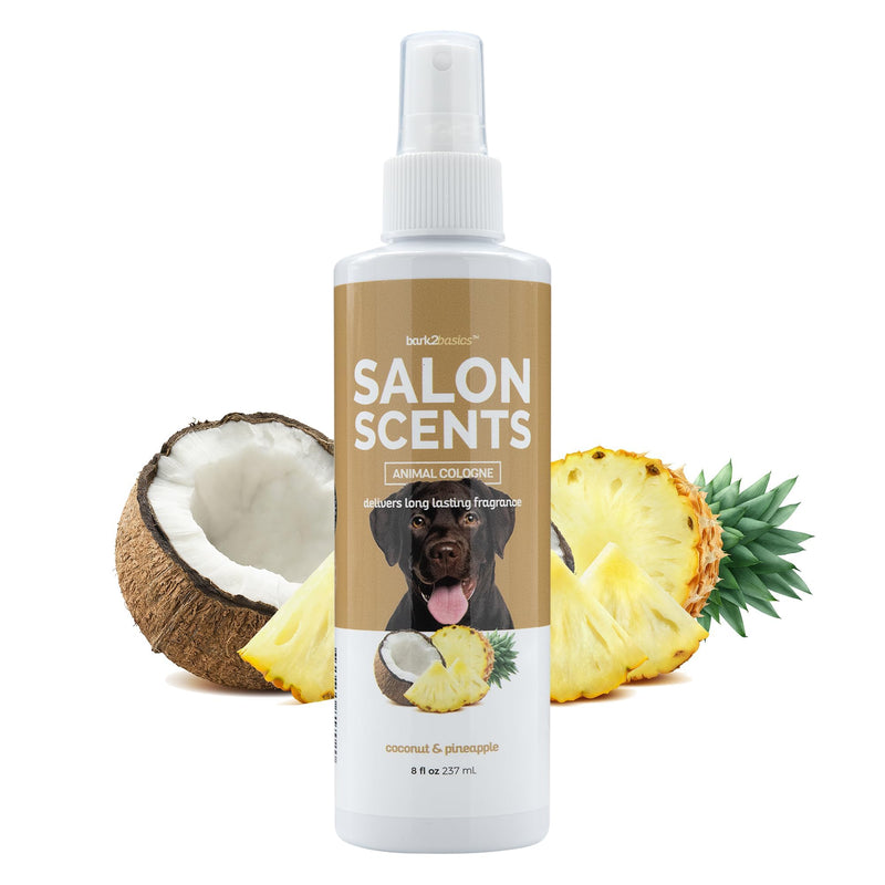 Bark2Basics Salon Scents Pet Grooming Cologne Spray - 8 oz, Natural Professional Grade Perfume for Dogs and Cats, Long Lasting, Deodorizing, (Coconut and Pineapple)