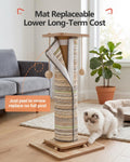 31" Extra Tall Cat Scratching Post, Natural Sisal Cat Scratcher for Indoor Cats Adults & Large Cats, Sturdy Wood Cat Tree Tower with Interactive Ball Track & Top Perch, Modern Design for Home Decor