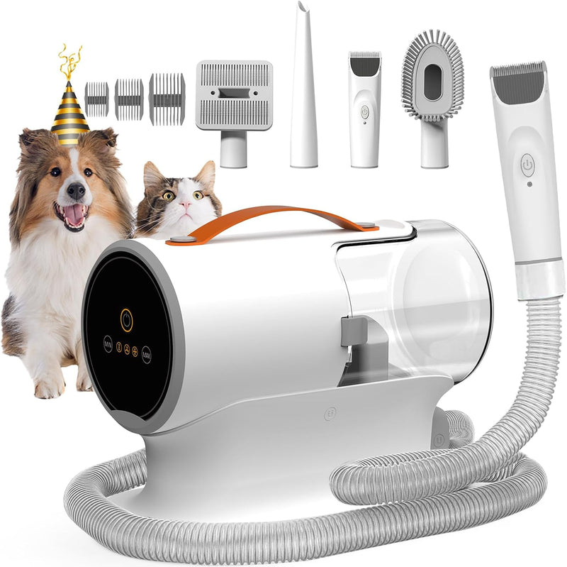 FIXR Dog Grooming Vacuum Kit with Clippers, 12000Pa Strong Suction, 2L Large Dust Cup, Low Noise <50dB, 5-in-1 Pet Hair 
