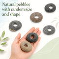 6 PCS Natural River Stone Plant Weights for Aquarium, 0.8'' Hole Diameter
