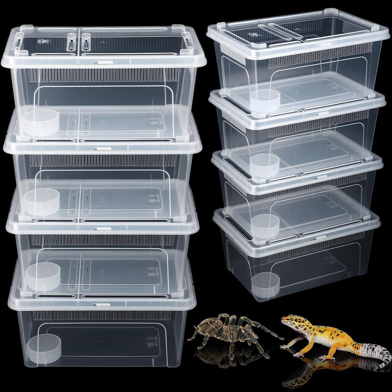 8 Pcs Reptile Breeding Box, Vent Strips, Clear, 10.6 x 7.4 x 4.7 Inch