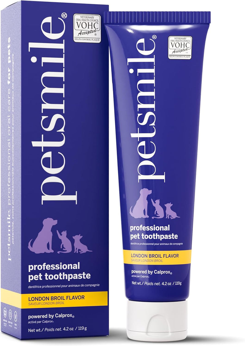 Petsmile VOHC Accepted Pet Toothpaste, London Broil 4.2 Oz, Cats + Dogs