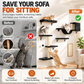 Cat Wall Shelves, Black, 6 in 1 Wall Mounted Cat Furniture Set