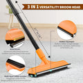 Carpet Rake for Pet Hair Removal - Reusable Dog & Cat Hair Remover with 58" Reinforced Steel Handle, 3-in-1 Professional Modular Rug Rake & Scraper Tool for Shag Rugs, Couch, Stairs (Orange)