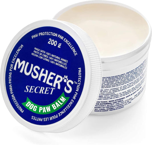 Musher’s Secret Dog Paw Wax 200g – Natural Dog Paw Balm for Cracked Pads – Paw Protectors for Dogs – Shields from Hot Pavement, Ice & Snow – Paw Wax for Outdoor Use with Vitamin E