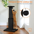 PAWZ Road Large Cat Scratching Post 32” Tall Black Scratching Post for Indoor Cats Adults Ultimate Scratch Post with Woven Sisal, Large Base and Removable Dangling Ball- Black