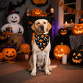 Halloween Dog Bandana for Medium Dogs, Reversible Black Scarf