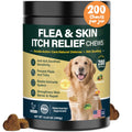Dog Flea and Tick Prevention Allergy Chews - Omega 3 Skin and Coat Supplement,Immune Support,Natural Yeast,Itching & Licking Relief Treatment Chewable,Bites,Chews for Dogs Itching-200 Count