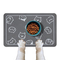 YCT Cat Food Mat for Pet Dog Feeting Mats, Cat Mat for Food and Water, Non-Slip Super Absorbent, with Multiple cat Heads Logo，18.1 x 11.8 inches, Dark Grey
