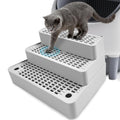 Adjustable 3 Steps Cat Litter Box Step, Litter Box Ramp with Filter Function, Non-Slip, Easy to Clean,Cat Litter Stair for Small & Elderly Cats (Light Grey)