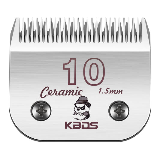 KBDS Detachable Ceramic Pet Clipper Blades,Size-10 Blade Compatible with Most Andis,Oster,Wahl A5 Clippers,Made of Ceramic Blade Cutter and Carbon Steel Blade,1/16'' Inch 1.5mm Cut Length