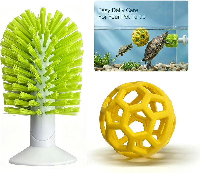 Turtle Cleaning Brush & Feeding Ball Kit, Aquatic Tortoise Tank Accessories