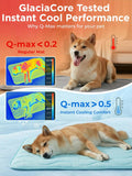 Dog Cooling Mat for Extra Large Dogs, 48"x30" Breathable Self Cooling Crate Mat for Dogs & Cats, QMAX>0.5 Portable Washable Pet Cooling Mat for Dog Bed, Thickened Cool Fiber Indoor/Outdoor Summer,Blue