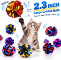 QUVOVID Cat Crinkle Ball Toys 10 Packs for Indoor Cats to Kill Time and Keep Fit, 2.3 Inch Colorful Mylar Crinkle Balls Attract Cats to Swat, Bite, Hunt, Interactive Toys for Cats and Kittens