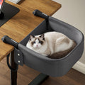 Hylemoros Cat Desk Bed for Large Cats 50 lbs Heavy Duty Cat Bed for Desk Attachment with Paw Design Extra-Sturdy Dog Chair Dual-Sided Mat Waterproof Easy Assembly for Gaming Desk Kitchen Island Gray