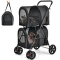 Giantex Double Pet Stroller with 2 Detachable Carrier Bags, Safety Belt, 4 Lockable Wheels, Folding Cat & Dog Stroller for Small Medium Pets, Cats Dogs Puppy Travel Strolling Cart (Black)