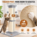 Fopetfy Cat Scratching Post 33 inch for Indoor Cats, High Cat Scratch Post Grey, Cat Tree for Full-Body Stretching, Protect Your Furniture