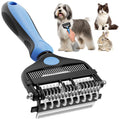 AXEFUN 3-in-1 Professional Pet Grooming Brush for Dogs & Cats – Dematting Comb, Undercoat Rake & Deshedding Tool for Long & Short Hair, Heavy Shedding & Matted Fur (Blue)
