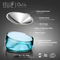 Felli Pet Oblik Whisker Fatigue Cat Food Bowl Raised Stainless Steel Shallow Dish, Pet Design Anti Vomit Tilted Metal Pl