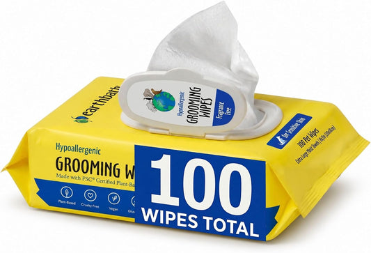 earthbath Dog Grooming Wipes - Dog Wipes for Paws and Butt, Pet Wipes for Dogs & Cats, Helps Itchy & Dry Skin -Fragrance Free, 100 Count (1 Pack)