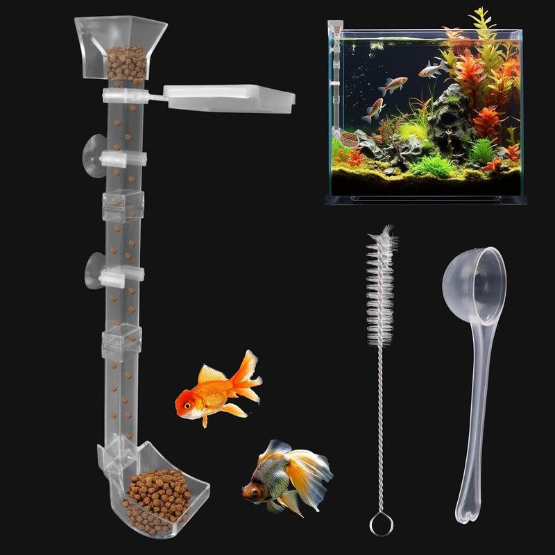 Shrimp Feeding Tube and Dish Set,Aquarium Fish Feeder Tube Kit,Clear Shrimp Feeder Fish Tank Feeding Supplies with Feedi