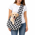Dog Sling Carrier for Small Dogs and Cats 5–16 lbs, Puppy Cat Carrier Sling with Safety Hook and Storage Pocket, Hands Free Pet Carrier Purse for Travel, Walking, Shopping (Ebony Check)