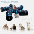 EGETOTA Cat Tunnel for Indoor Cats Large, with Play Ball S-Shape 5 Way Collapsible Interactive Peek Hole Pet Tube Toys, Puppy, Kitty, Kitten, Rabbit (Blue & Black)