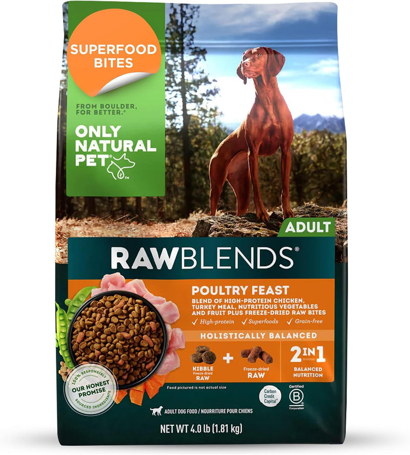 Only Natural Pet Raw Blends GrainFree Poultry Feast Dehydrated Dog Food 4lb