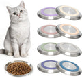 8 Pack Stainless Steel Cat Food Bowls, Cat Dishes Shallow Whisker-Friendly Metal Dishes with Non-Slip Silicone Bottom, E