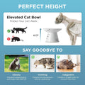 Necoichi Elevated Cat Food Bowl, Ceramic (Porcelain), Whisker-Friendly, Dishwasher & Microwave Safe, Non-Slip Silicone Base, Anti-Vomiting & Neck Fatigue (Cats, Extra Wide, 2-Cups Capacity)