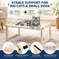 EUIJOIP Cat Bed with Washable Pad - 9.5" Elevated Wooden Cat Hammock Bed, 360° View Design, Cot with Breathable Summer Mattress for Kitty, Puppy, Rabbit and All Pets