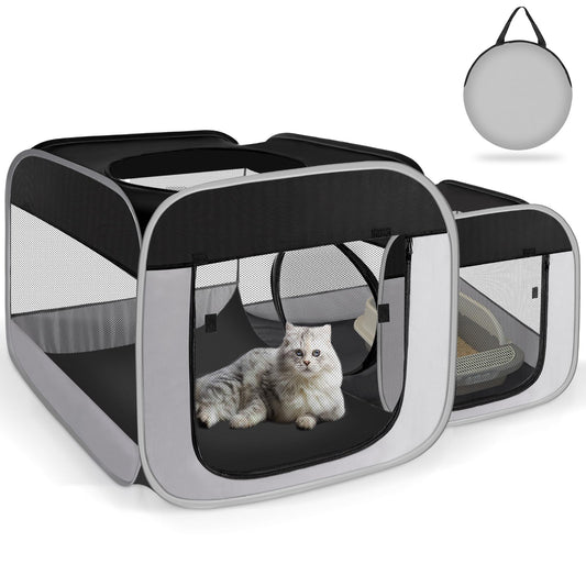 Tailtastic Large Cat Playpen with Separate Areas,Outdoo&Indoor Cat Enclosures,Portable Pet Playpen for Indoor Cats,Puppy and Small Animals, Dog Playpen with Carrybag.