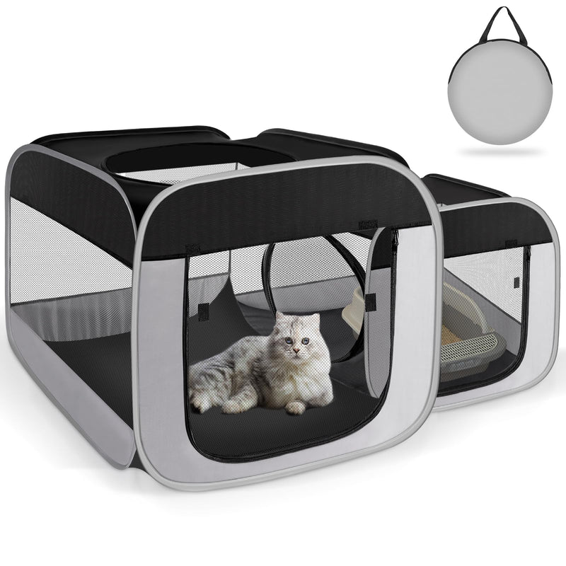 Tailtastic Large Cat Playpen with Separate Areas,Outdoo&Indoor Cat Enclosures,Portable Pet Playpen for Indoor Cats,Puppy and Small Animals, Dog Playpen with Carrybag.