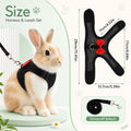 Black Rabbit Harness and Leash Set with Cute Bow for Small Pets
