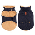 Queenmore Warm Puffer Dog Coat, Quilting Winter Jacket Ultra Thick Plush Lining with Storage Pockets (Dark Navy, Small)