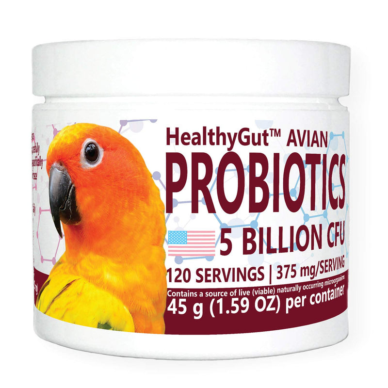 Equa Holistics HealthyGut™ Avian Probiotics Dietary Supplement for Parrots, All-Natural Digestive System Formula (120 Servings)