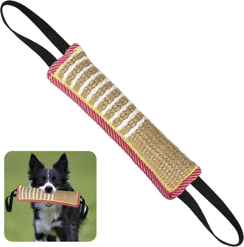 ToLanbbt Dog Tug Toy, Dog Bite Jute Pillow Pull Toy with 2 Strong Handles, Perfect for Tug of War, Puppy Training Intera