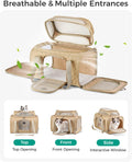CarryTip Cat Carrier Airline Approved 17x11x9.5 Inches, Top Expandable Soft Sided Pet Travel Carrier for Cats & Small Dogs, Fits Under Airline Seat with Locking Zippers, Brown