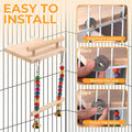 CZWESTC Natural Wood Bird Perch Swing - Cage Platform for Budgies, Cockatiels, Parakeets & Small Birds - Adjustable Play Rest Gym