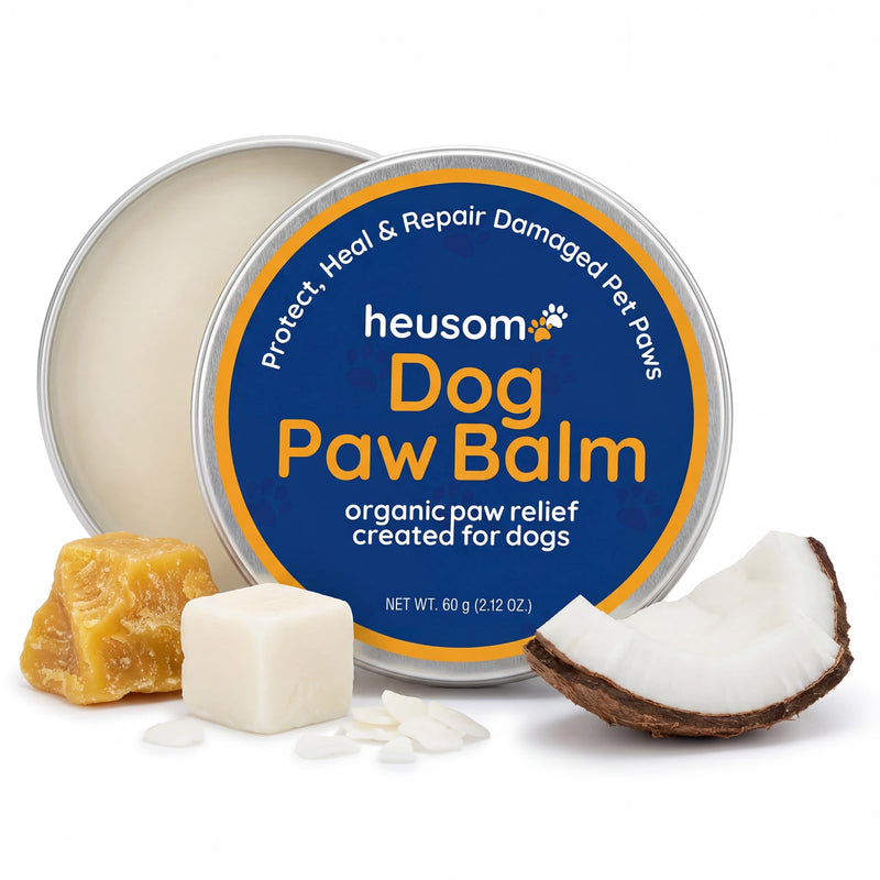 Heusom Silent Groom Pro Organic Pet Paw & Nose Balm | Natural Moisturizer for Dogs & Cats - Paws, Pads, Nose & Elbow | Lick Safe Cream with Coconut Oil & Beeswax | Anti-Dry Skin Relief & Protector