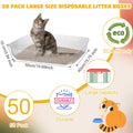 Zubebe 50 Pack Disposable Cat Litter Box for Cats, Large Disposable Kitty Litter Tray Boxes 19.69 x 15.75 x 3.94 Inches 