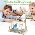 kathson Bird Play Stand Parrot Perch Stand Natural Wood Bird Playground Playstand for Cockatiel Conures Parakeet Parrots Budgie Lovebird Finch Small Birds