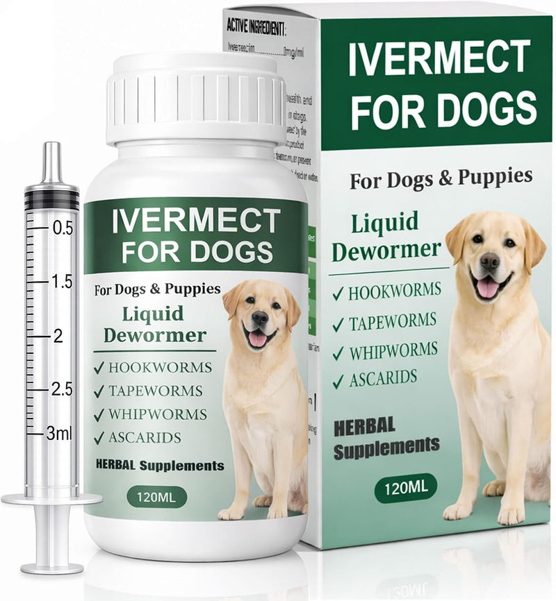 Dewormer for Dogs, Liquid Wormer for Hookworms, Lungworms, Pinworms, Roundworms,120ml