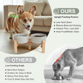SPUNKYJUNKY Elevated Dog Bowls Ceramic, 6.1'' Dogs and Cat Food Water Bowls Raised with Non-Slip Bamboo Stand for Medium