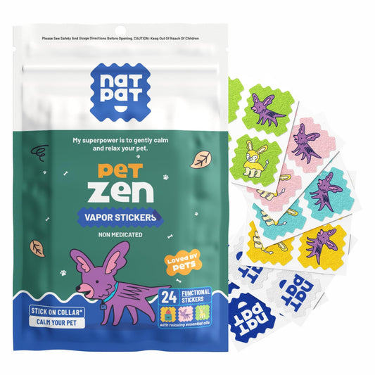 NATPAT Pet Zen Calming Patches for Dogs – Non-Medicated Effective Stress Relief for Travel, Fireworks & Separation Anxiety - Long Lasting & Non-Toxic (24 Patches) - Locket Sold separetely