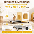 Rabbit Cage Indoor, 29.1" Bunny Cage with Pull-Out Tray, Raised Mesh Floor, Clear Front Door, Lockable Wheels & Divider 