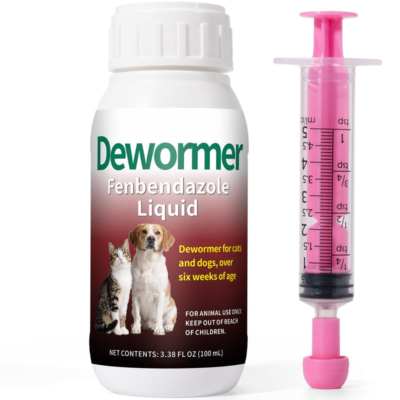 Dewormer Liquid for Dogs & Cats - Fenbendazole for All Wormers, Tapeworms, Roundworms & Hookworms – Broad Spectrum, Safe for 6 Weeks and Older